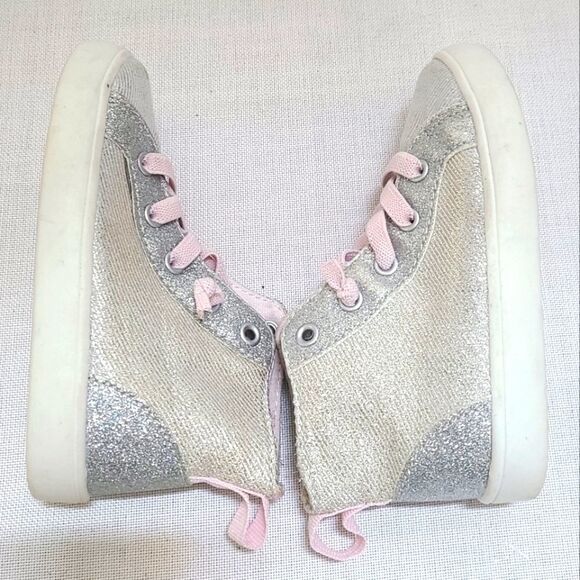 Carter's Silver & Pink Glitter High Top Sneaker Sz 8 - Picture 6 of 8